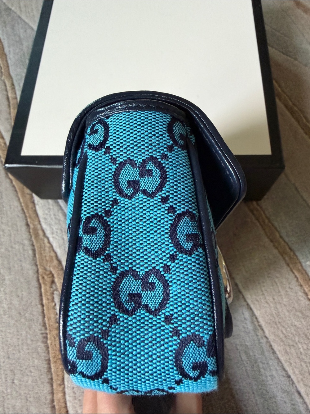 Gucci Turquoise GG Marmont Mini Crossbody Bag - Picture 5 of 16